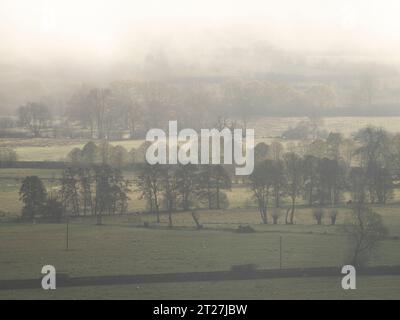 Hopesay Common and the hills near Craven Arms viewed from the Iron Age Hill Fort on Burrow, Aston on Clun, Shropshire, UK Stock Photo