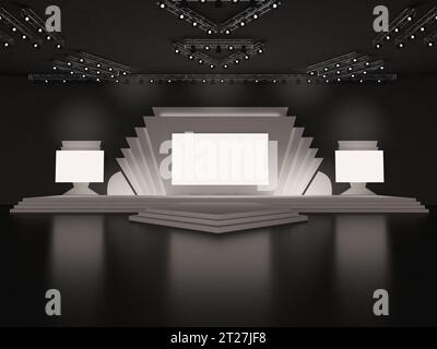 Rectangular event Empty stage front view with rectangular screen for ...