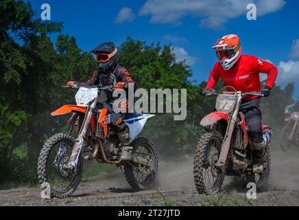 Dirt bike racing at the Miami Motocross Park track in Hialeah Stock Photo