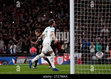 Harry Kane of England celebrates his first goal during the UEFA European Championship Qualifying Group C match between England and Italy at Wembley Stadium, London on Tuesday 17th October 2023. (Photo: Tom West | MI News) Credit: MI News & Sport /Alamy Live News Stock Photo