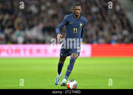 Lille, France. 17th Oct, 2023. Ousmane Dembele (11) of France pictured during a soccer game between the national teams of France and Scotland in friendly game, on October 17, 2023 in Lille, France. (Photo by David Catry/Sportpix/Isosport) Credit: sportpix/Alamy Live News Stock Photo