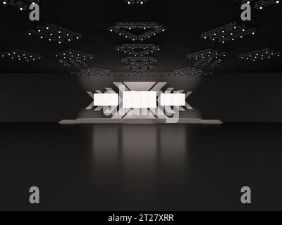 Rectangular Stage Rendering Rectangular event Empty stage front view with rectangular screen for ...