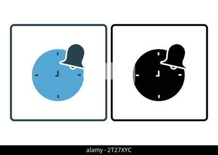 Notification icon. clock with bell. icon related to warning, notification. suitable for web site, app, user interfaces, printable etc. Solid icon styl Stock Vector