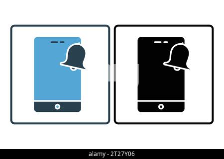 Notification icon. phone with bell. icon related to Warning, notification. suitable for web site, app, user interfaces, printable etc. Solid icon styl Stock Vector