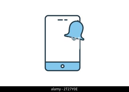Notification icon. phone with bell. icon related to Warning, notification. suitable for web site, app, user interfaces, printable etc. Flat line icon Stock Vector
