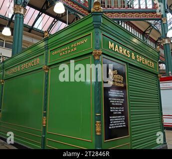 Marks & Spencers original stall, Leeds city Kirkgate markets, Leeds Kirkgate Market, Kirkgate, Leeds, West Yorkshire, England, UK, LS2 7HN Stock Photo