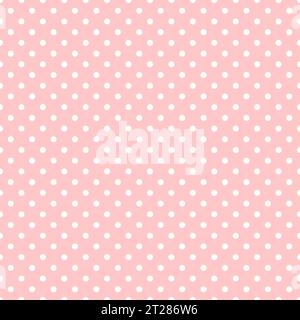 Polka dot seamless pattern. Pink and white dotted repeated background. Swatch template for textile, fabric, plaid, tablecloths, clothes, cover. Vector square wallpaper Stock Vector