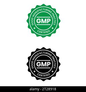 GMP Good Manufacturing Practice certified logo Stock Vector