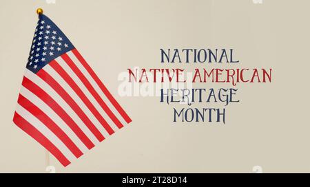 National Native American Heritage Month with America flag. Stock Photo