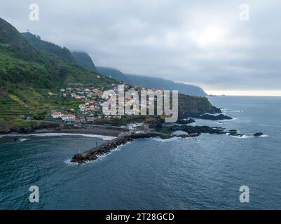 Landscape with Seixal village of north coast, Madeira island, Portugal Stock Photo