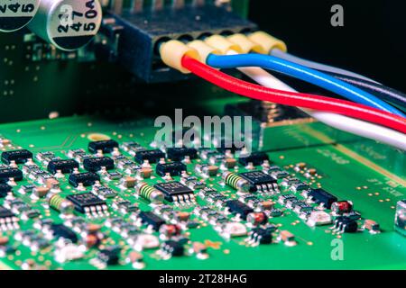 Parts of a circuit board that is installed in a CNC control Stock Photo