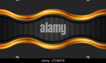 Black and bronze abstract waves corporate geometric background. Vector design Stock Vector