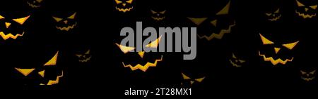 Glowing eyes of monsters in the dark of night. Halloween banner vector background Stock Vector