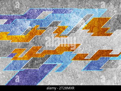 Colorful and grey grunge abstract geometric tech vector background Stock Vector