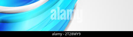 Bright blue shiny glossy waves abstract background. Vector banner design Stock Vector