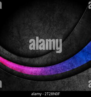 Black grunge and blue violet neon waves abstract retro background. Vector illustration Stock Vector