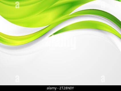 Bright green shiny glossy waves abstract background. Vector design Stock Vector