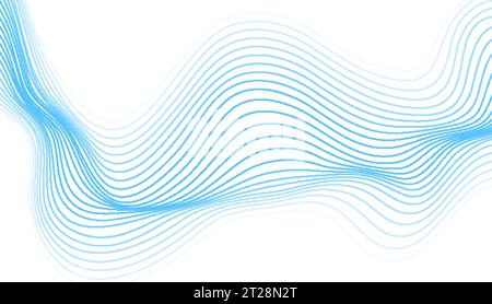 Abstract blue curved wavy lines tech futuristic vector background Stock Vector