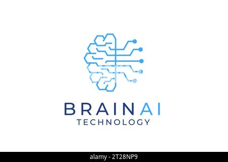 brain logo suitable for technology logo design. brain tech vector logo template. Artificial intelligence logo Stock Vector