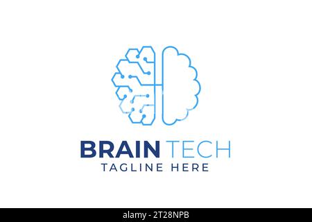 brain logo suitable for technology logo design. brain tech vector logo template. Artificial intelligence logo Stock Vector