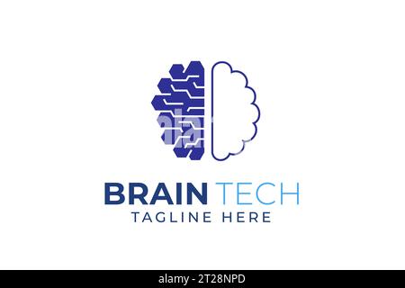 brain logo suitable for technology logo design. brain tech vector logo template. Artificial intelligence logo Stock Vector