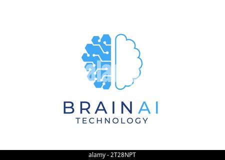 brain logo suitable for technology logo design. brain tech vector logo template. Artificial intelligence logo Stock Vector