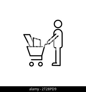 User and shopping cart outline icon. linear style sign for mobile concept and web design. Avatar and trolley simple line vector icon. Symbol, logo ill Stock Vector