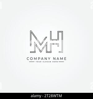 Creative Monogram for Initial Letter MH Logo - Minimal Vector Logo Template for alphabet M & H Stock Vector