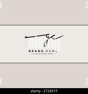 GC Initial Logo in Signature Style for Photography and Fashion Business - Hand Drawn Signature Logo Vector Stock Vector