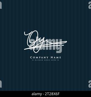 Handwritten Signature logo for Initial Letter OY - Vector Logo Template for Alphabet O and Y Stock Vector