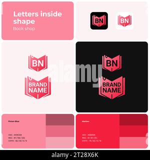 Template with thin line creative logo for book shop Stock Vector