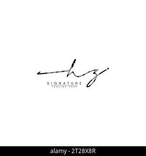 Simple Signature Logo for Alphabet HZ - Handwritten Signature for Photography and Fashion Business Stock Vector