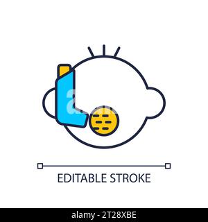 2D simple thin line kids asthma icon Stock Vector