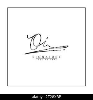 Handwritten Signature logo for Initial Letter OI - Vector Logo Template for Alphabet O and I Stock Vector