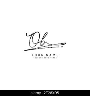 OB Initial Letter Signature Logo Template - Handwritten Vector Logo Template Stock Vector