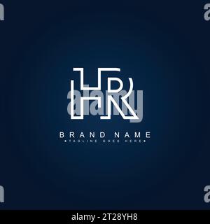 HR Vector Logo Template - Simple Icon for Initial Letter H and R Monogram Stock Vector