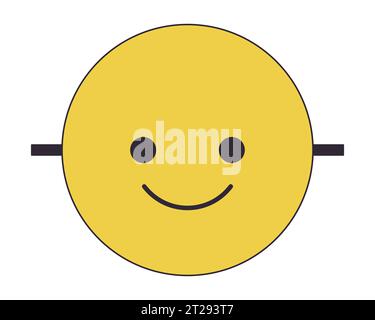 Emoji face flat line color isolated vector object Stock Vector