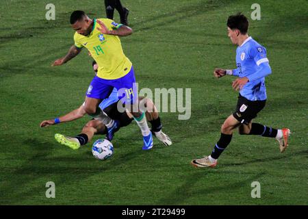 Montevideo, Uruguay. 17th Oct, 2023. Gabriel Jesus of Brazil during the match between Uruguay and Brazil for the 4st round of FIFA 2026 Qualifiers, at Centenario Stadium, in Montevideo, Uruguay on October 17. Photo: Pool Pelaez Burga/DiaEsportivo/DiaEsportivo/Alamy Live News Credit: DiaEsportivo/Alamy Live News Stock Photo