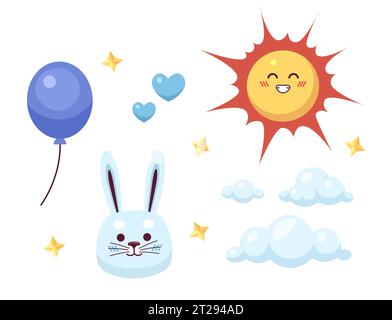 Boyish childish decorations 2D illustration concept Stock Vector