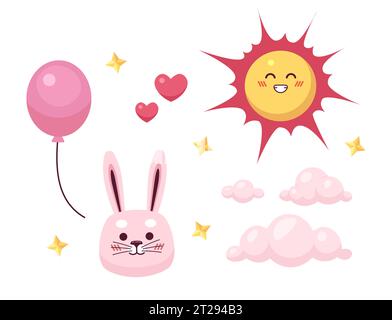 Girlish childish decorations 2D illustration concept Stock Vector