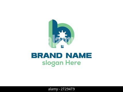 b House Modern Logo, Letter b with House & sun combination. This is clean and memorable icon. it can use for real estate business. Stock Vector