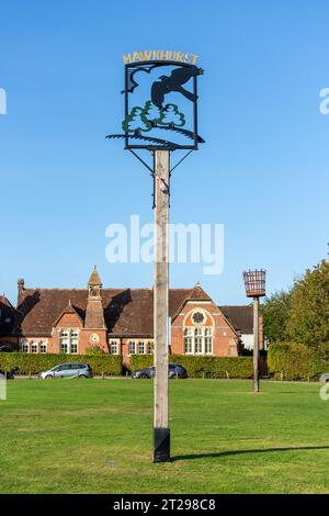 Village sign on The Moor, Hawkhurst, Kent, England, United Kingdom Stock Photo