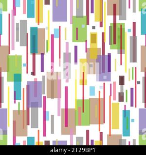 stripes squares colorful object motion seamless pattern vector Stock Vector