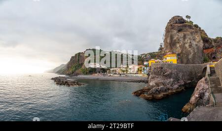 View of Ponta do Sol beach in summer from the seafront called Cais da, Madeira. Portugal Stock Photo