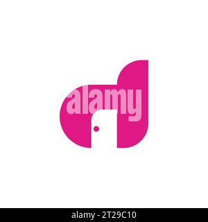 letter d home simple geometric lowercase logo Stock Vector