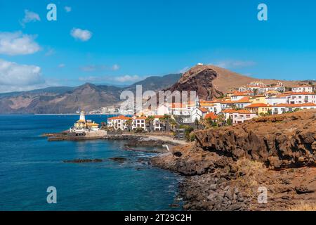 Coastal village of Canical in Madeira. Fishing port, Machico near Ponta de Sao Lourenco Stock Photo