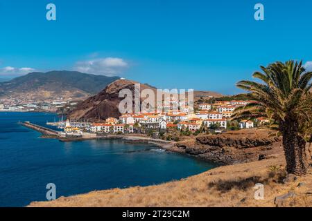 Coastal village of Canical in Madeira. Fishing port, Machico near Ponta de Sao Lourenco Stock Photo