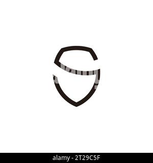 letter s shield simple geometric thin line vector Stock Vector