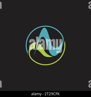 letter n blue water leaf abstract logo vector Stock Vector