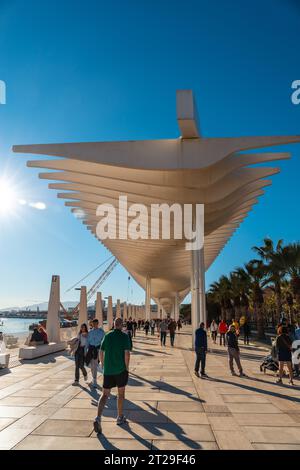 Promenade called Paseo del Muelle Uno in the city of Malaga, Andalusia. Spain Stock Photo